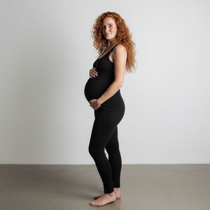 Bumpsuit The Kate Maternity Bodysuit Black Scoop Neck Sleeveless Jumpsuit Size M